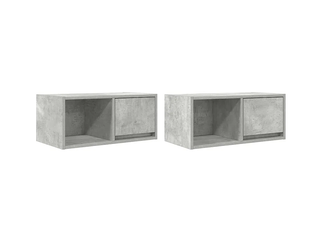 Meubles TV 2 pcs gris béton 60x31x25,5 cm bois d'ingénierie