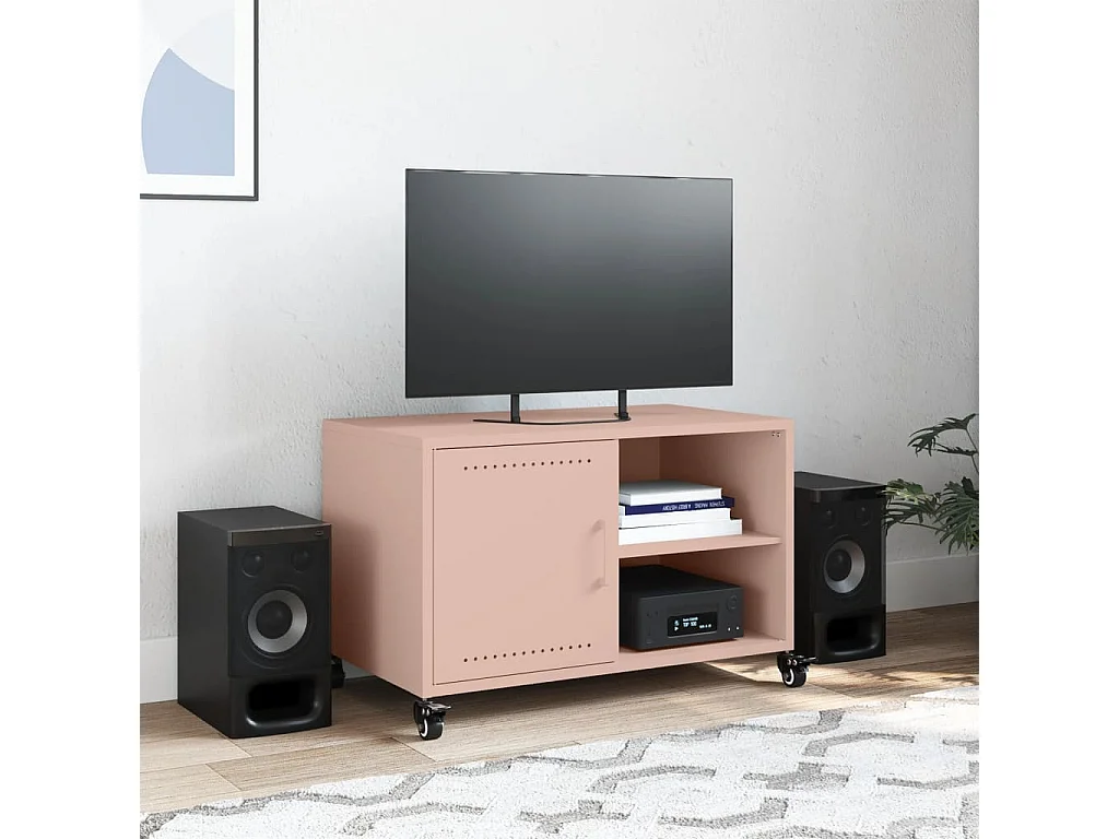 Meuble TV rose 68x39x43,5 cm acier