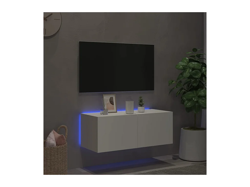 Wandmeubel met ledverlichting, wit, 80x35x31 cm