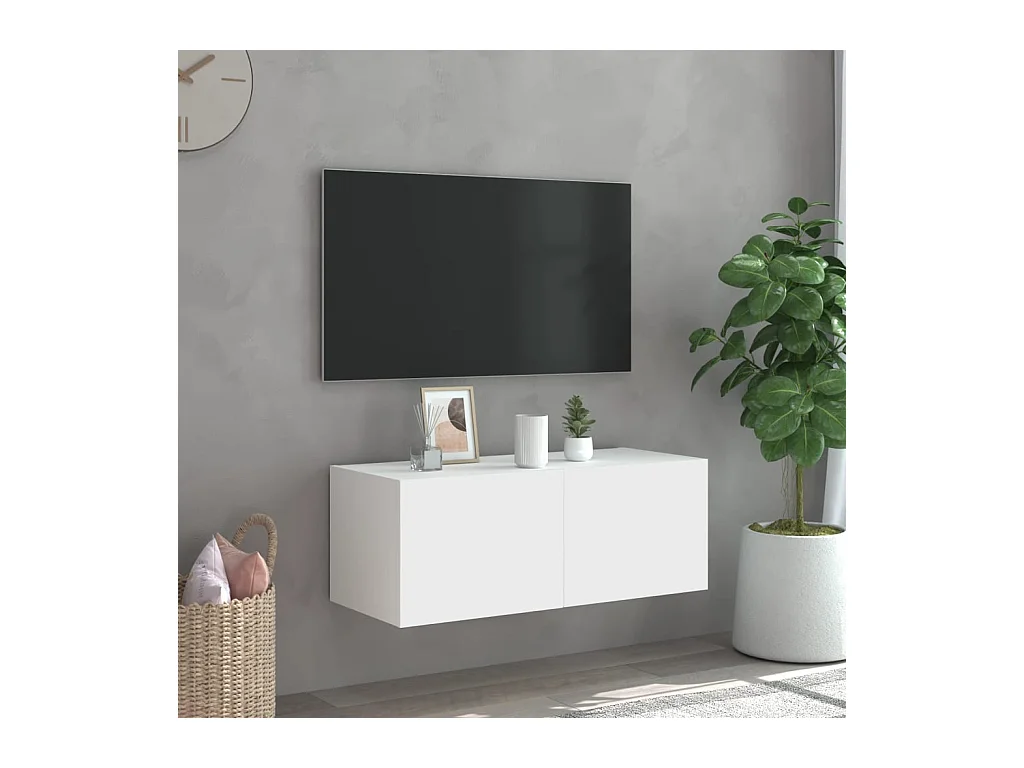 Wandmeubel met ledverlichting, wit, 80x35x31 cm