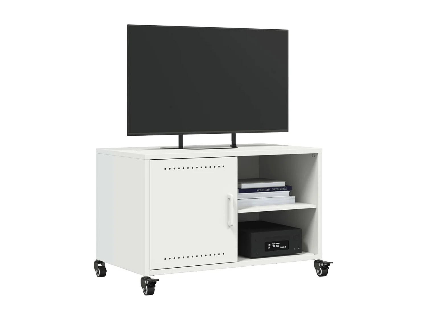 Meuble TV blanc 68x39x43,5 cm acier