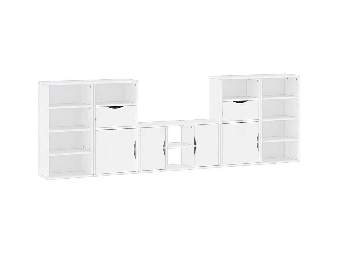 Meubles TV 5 pcs avec rangement ODDA blanc bois de pin massif