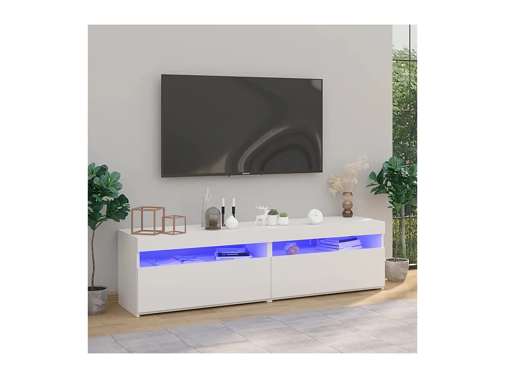 Stück TV-Schränke mit LED-Leuchten, glänzend weiß, 75 x 35 x 40 cm