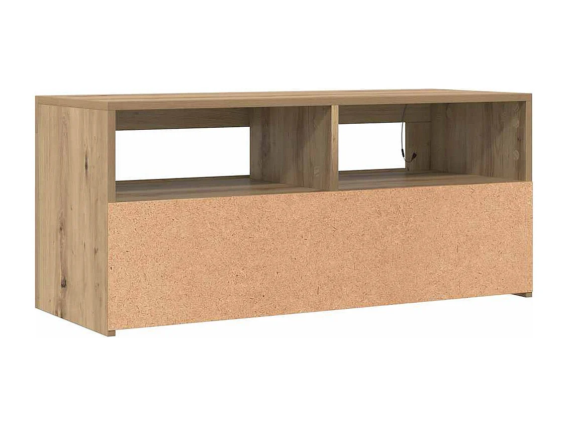 Meuble TV avec lumières LED chêne artisanal bois d'ingénierie