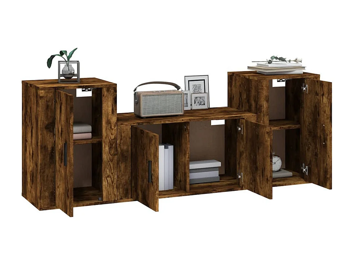 Ensemble de meubles TV 3 pcs Chêne fumé Bois d'ingénierie