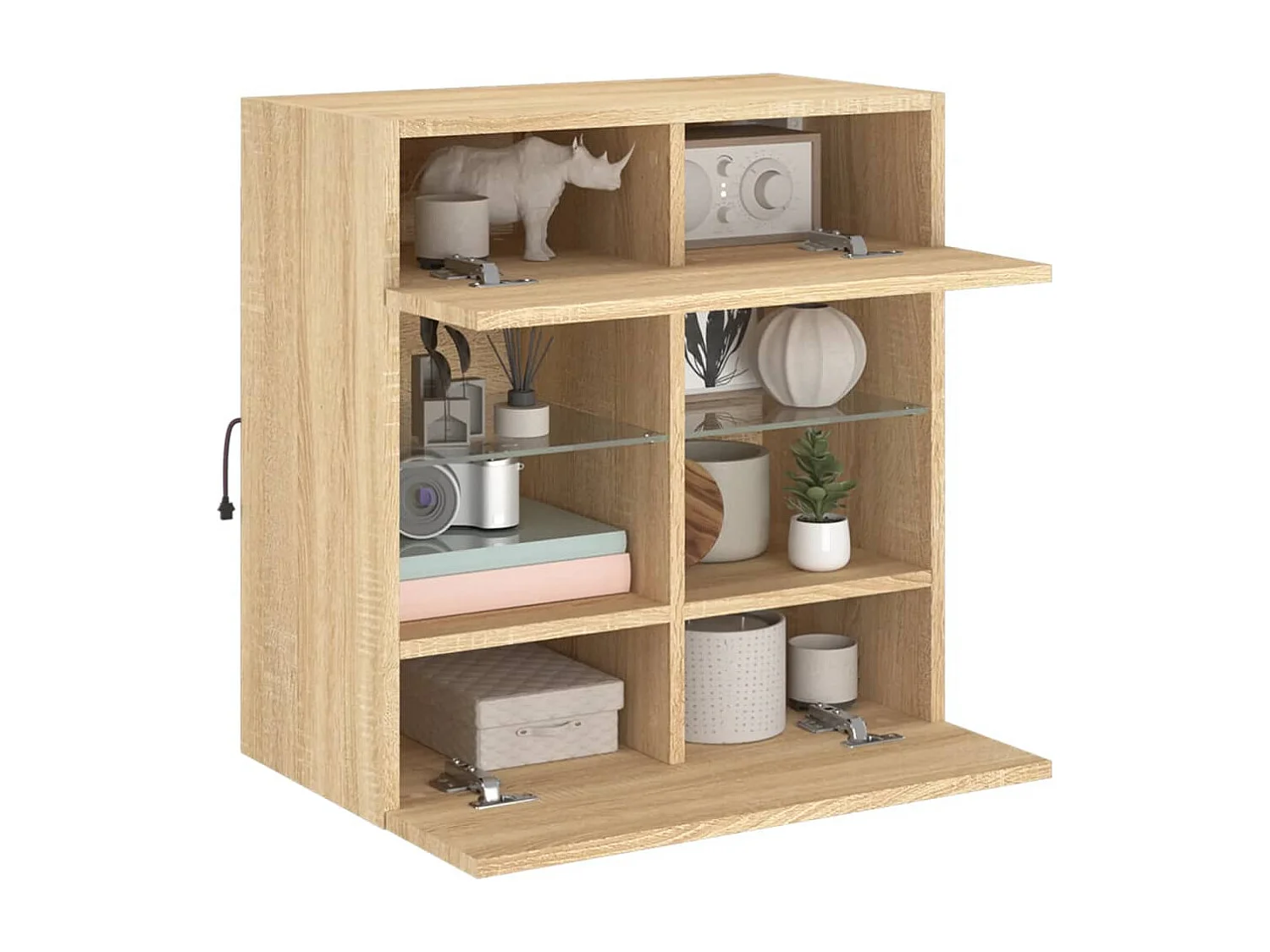 Mobile porta TV a parete con luci LED Rovere Sonoma 58,5x30x60,5 cm