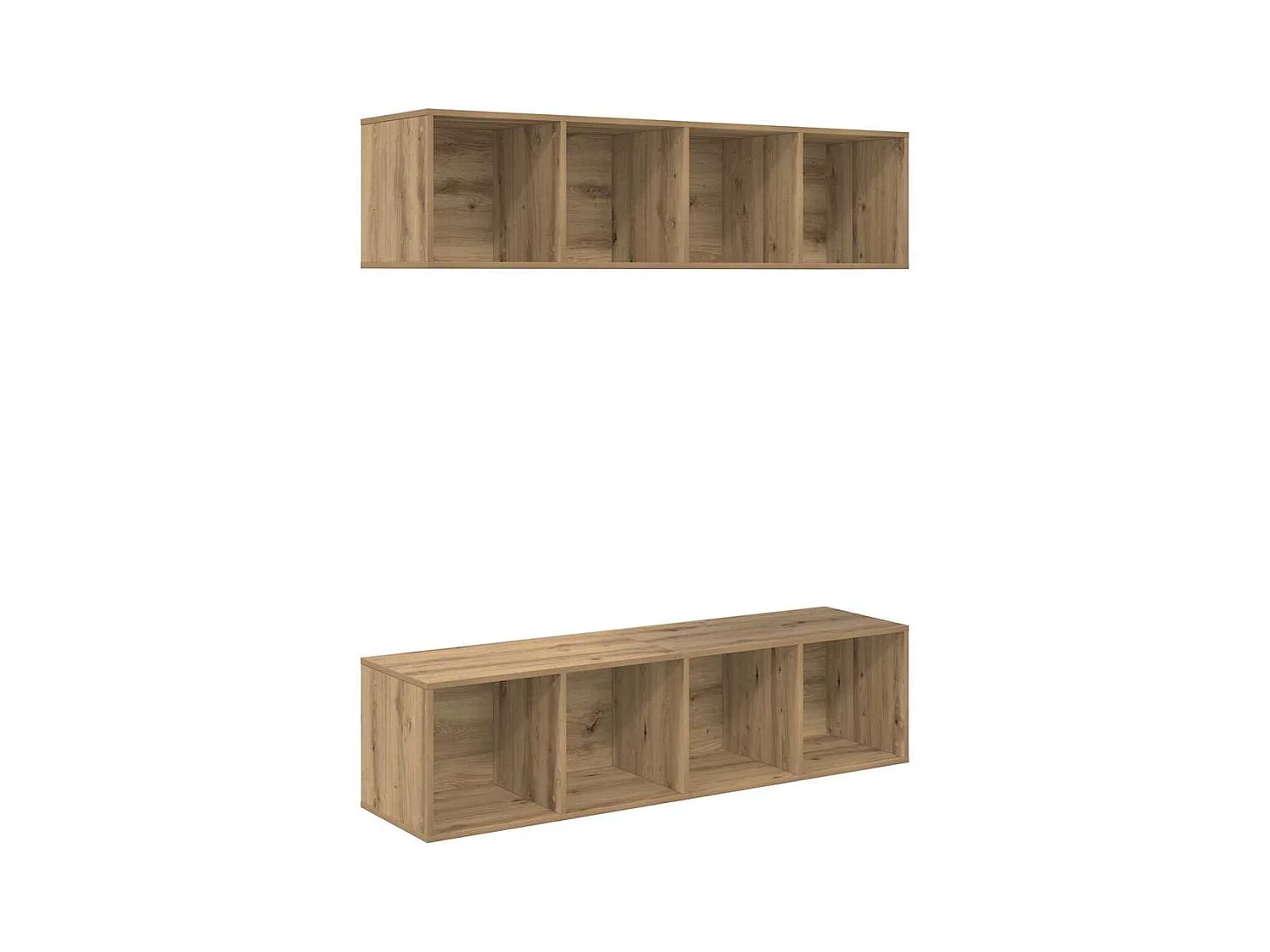 Set porta TV 2 pezzi, rovere lavorato a mano, 37 x 37 x 142,5 cm