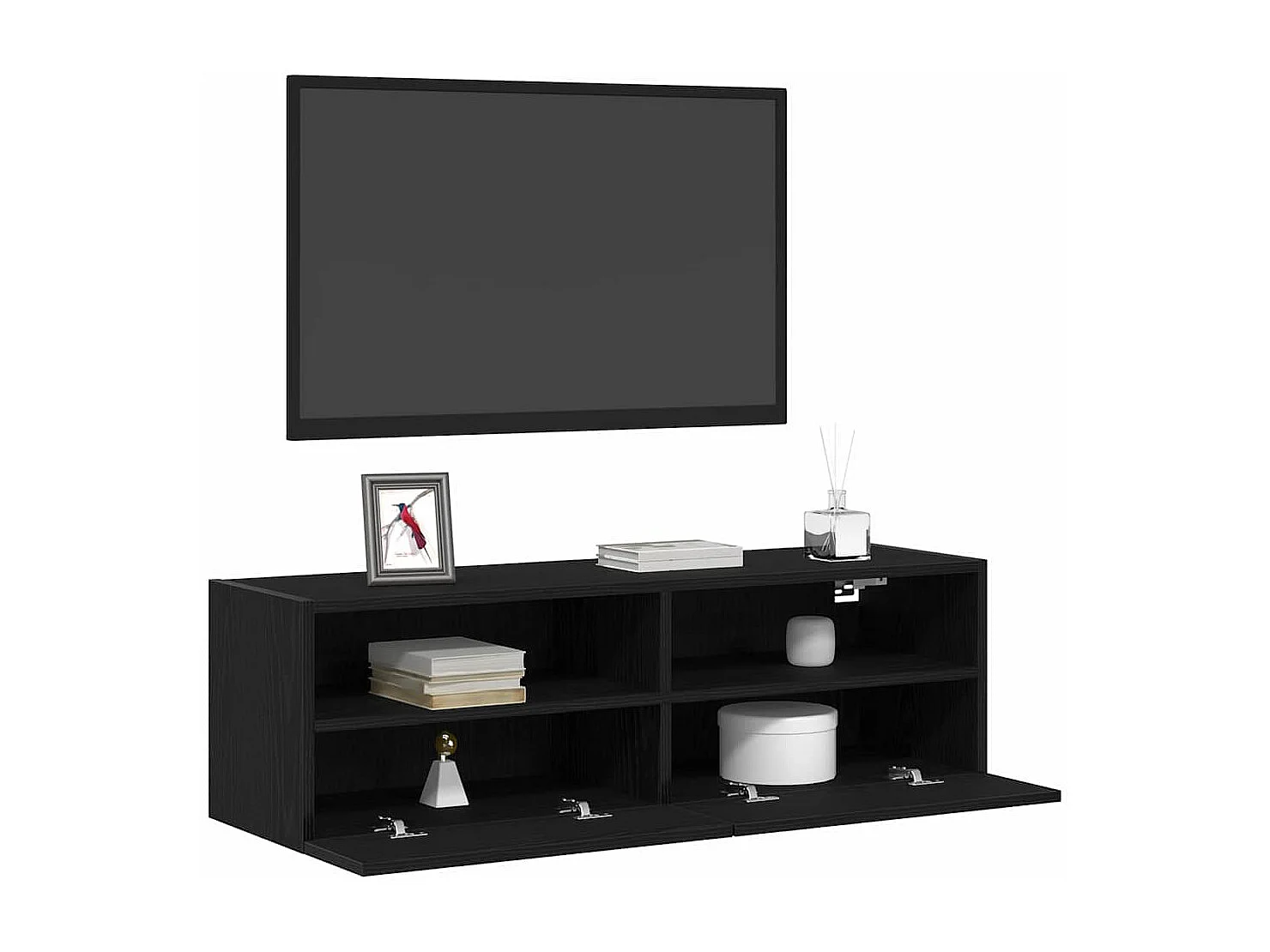 Meuble TV mural Montage mural 2 pcs Chêne noir 100 x 30 x 30 cm