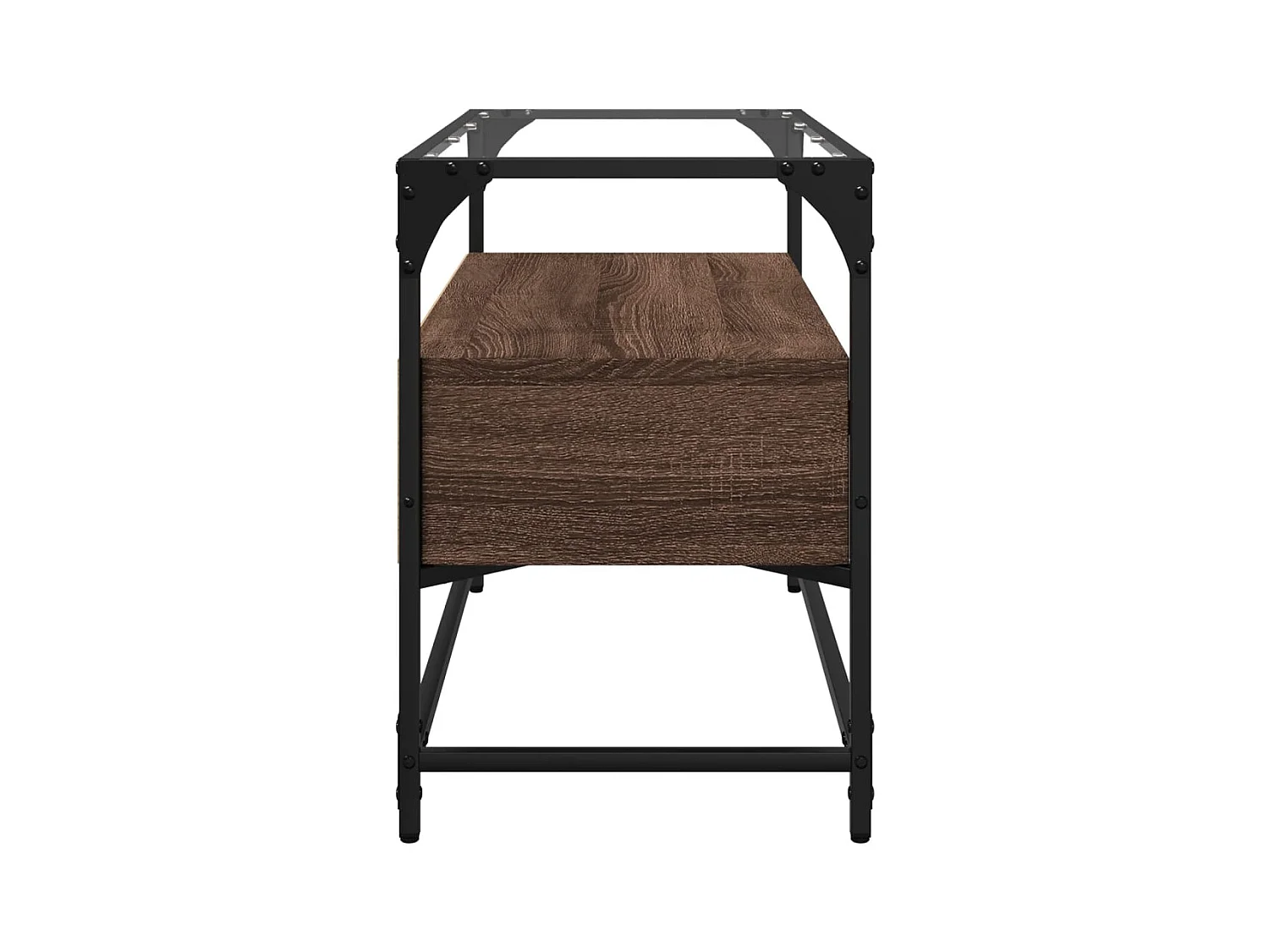 Mueble de TV con tapa de cristal de madera de ingeniería de roble marrón