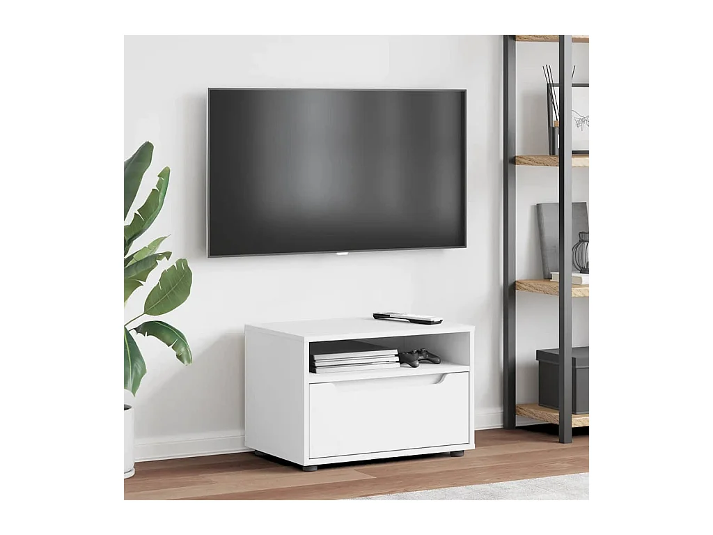 Meuble TV VISNES blanc 60x40x38 cm bois d'ingénierie