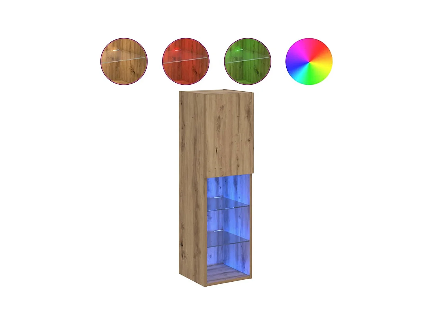 Meubles TV avec lumières LED 2pcs chêne artisanal 30,5x30x102cm