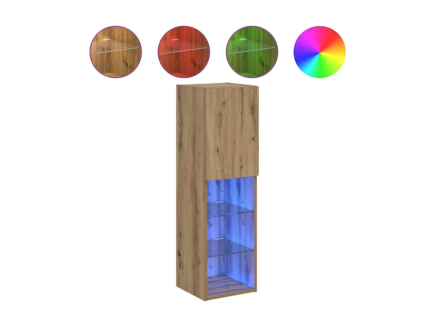 Meubles TV avec lumières LED 2pcs chêne artisanal 30,5x30x102cm