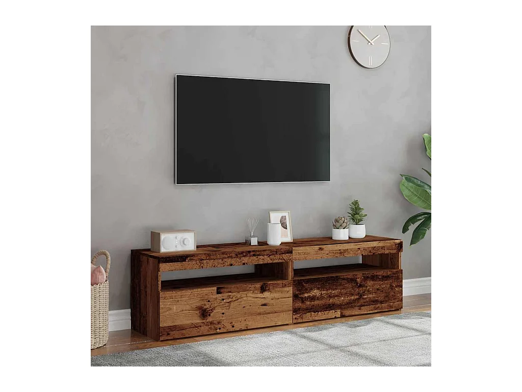 Soportes de TV con luces LED 2 piezas Madera vieja Madera de ingeniería