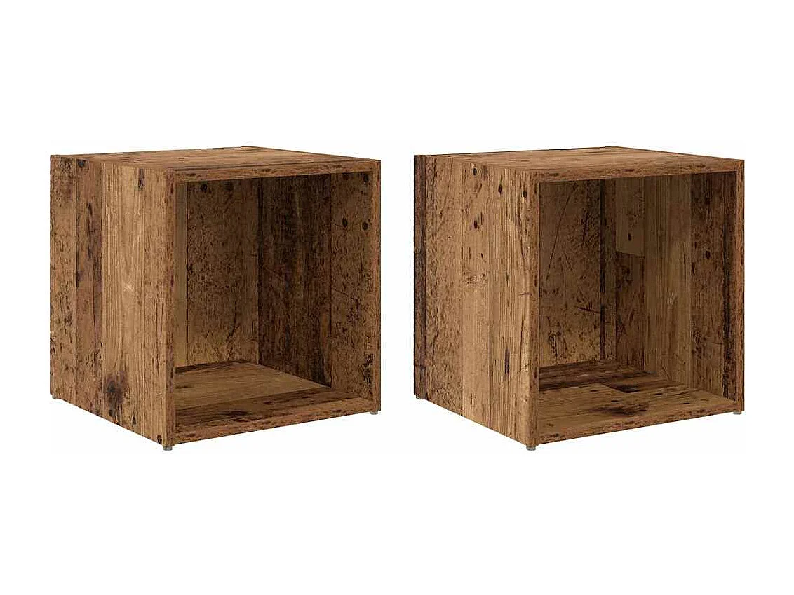 Meuble TV 2 pcs Marron 37 x 35 x 37 cm Bois d'ingénierie