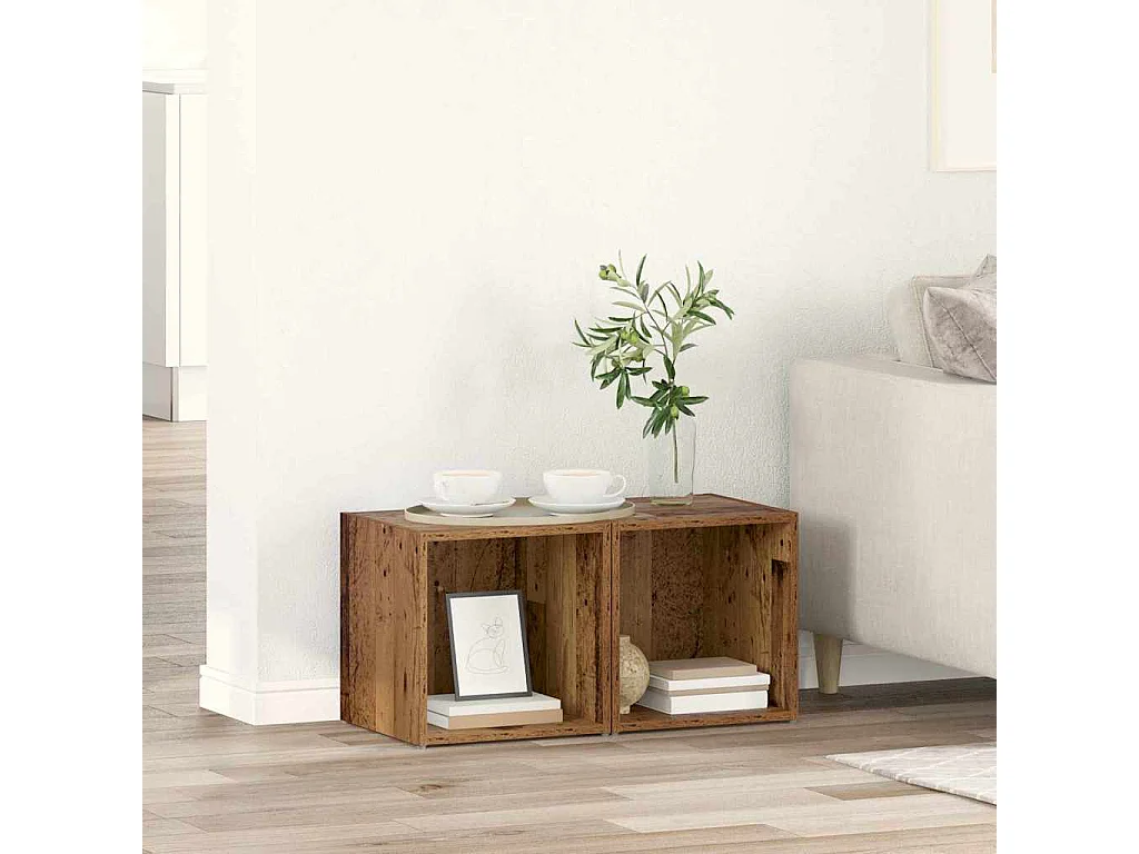 Meuble TV 2 pcs Marron 37 x 35 x 37 cm Bois d'ingénierie