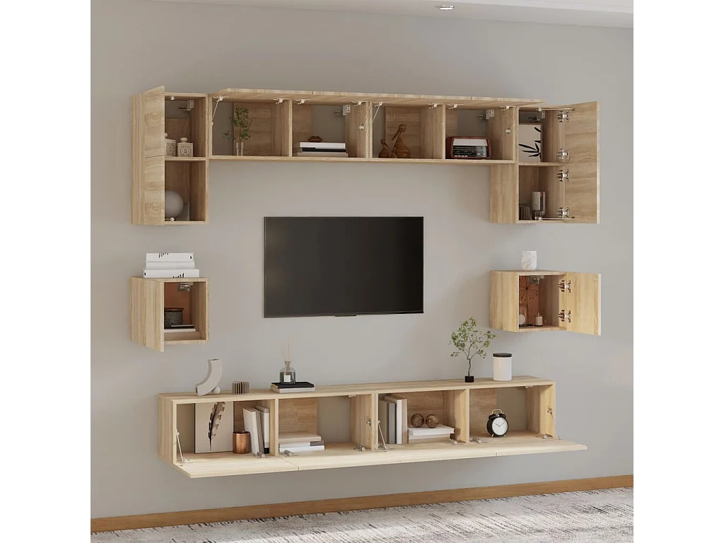 Ensemble de meubles TV 8 pcs Chêne sonoma Bois d'ingénierie