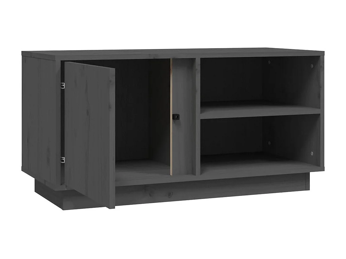Mobile TV grigio 80x35x40,5 cm Legno massello di pino