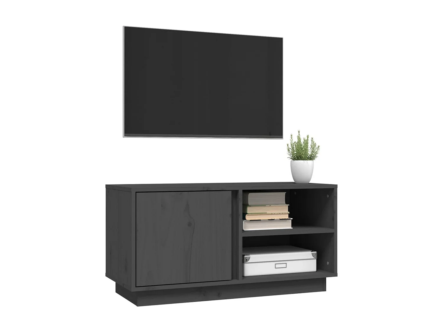 Meuble TV Gris 80x35x40,5 cm Bois de pin massif