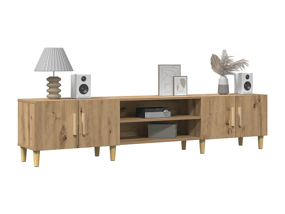 Meuble TV chêne artisanal 180x31,5x40 cm bois d'ingénierie