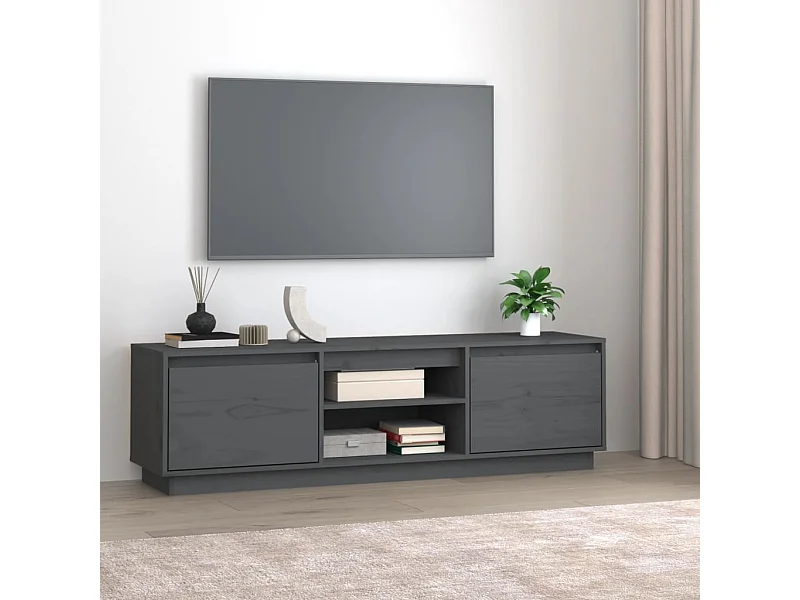 Grijze tv-kast 140x35x40 cm Massief grenenhout