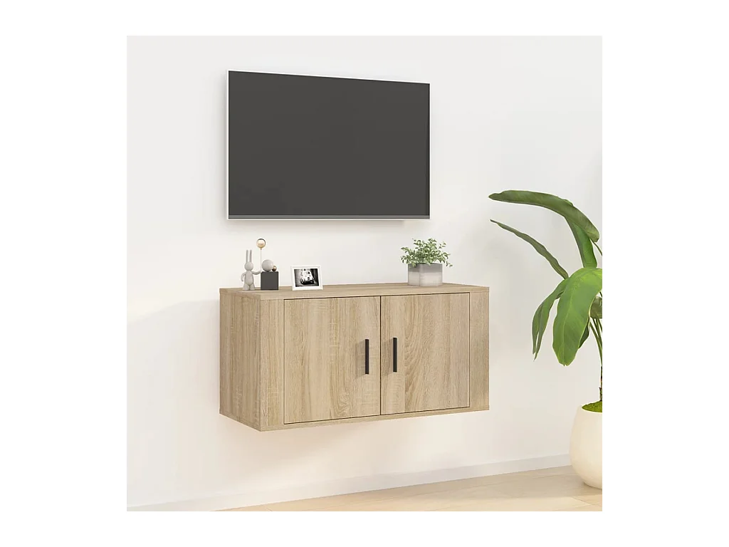 Meuble TV mural Chêne Sonoma 80x34,5x40 cm