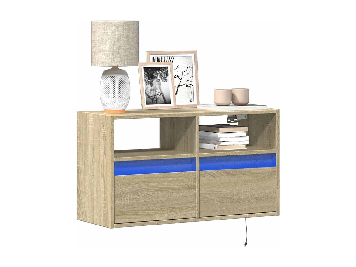 Wandmeubel met LED-verlichting Sonoma eiken 80x31x45 cm