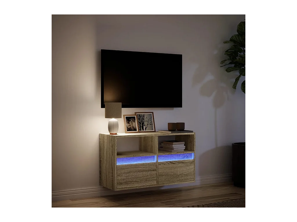 Wandmeubel met LED-verlichting Sonoma eiken 80x31x45 cm