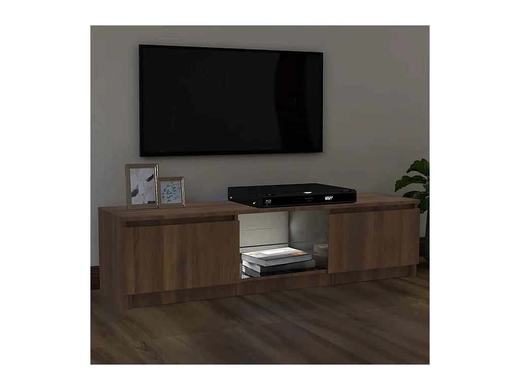 Meuble TV avec lumières LED chêne marron 120x30x36 cm