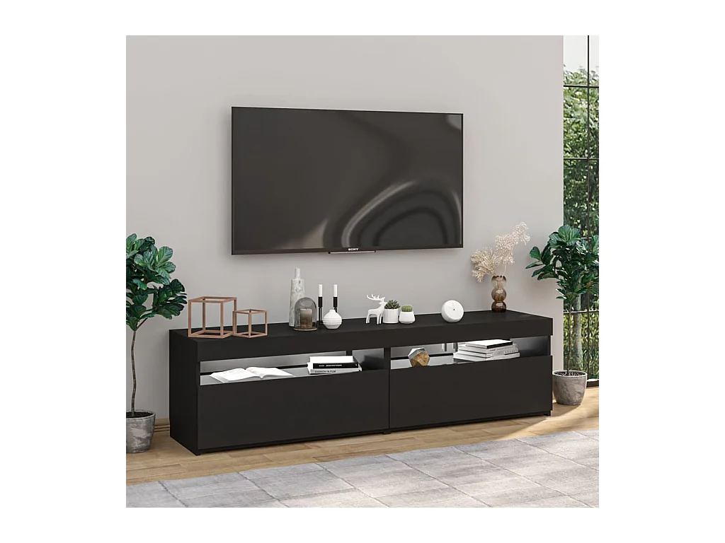 stuks tv-kast met ledverlichting zwart 75x35x40 cm