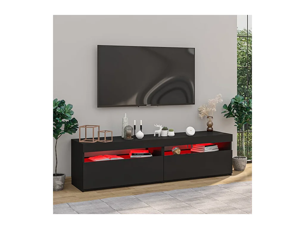 stuks tv-kast met ledverlichting zwart 75x35x40 cm