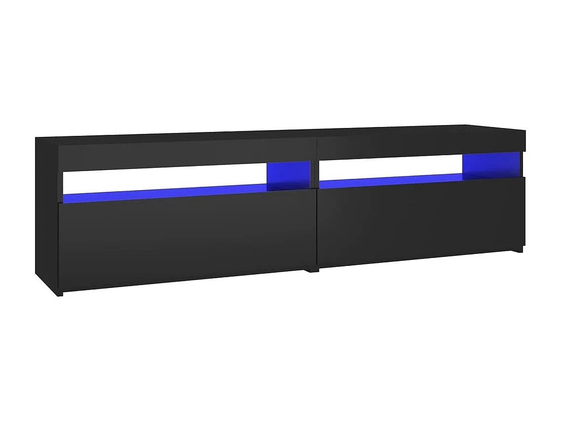 Mobile TV 2 pezzi con luci LED Nero 75x35x40 cm
