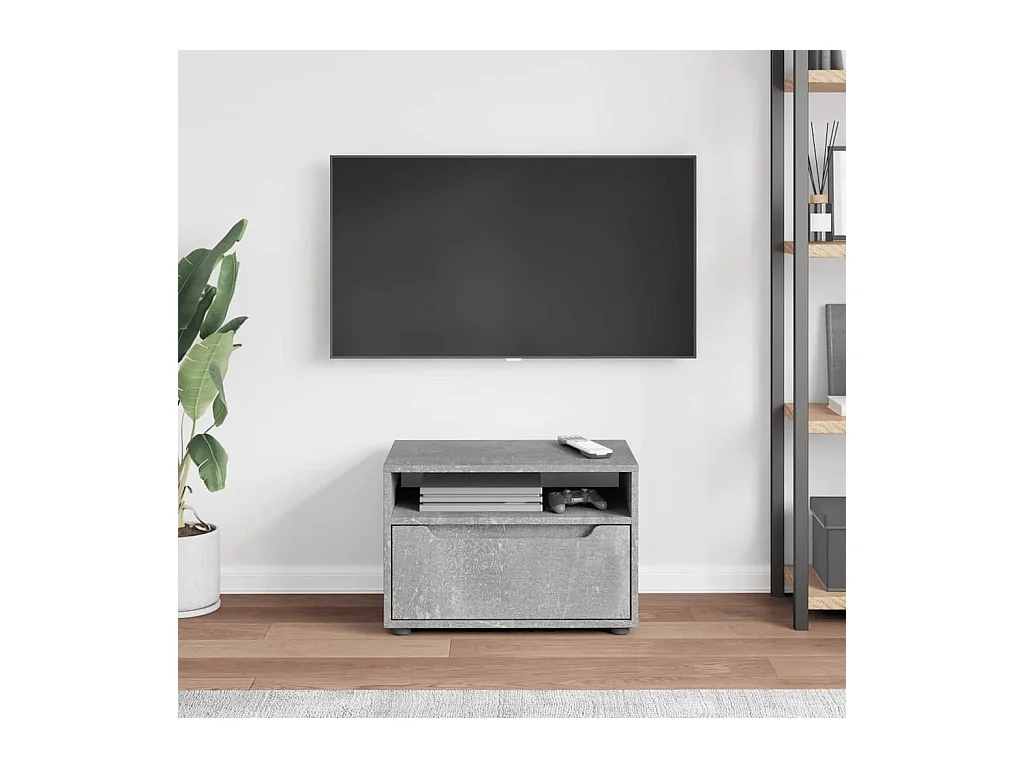 Meuble TV VISNES gris béton 60x40x38 cm bois d'ingénierie