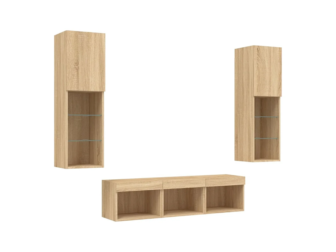 Unités murales TV avec LED 5 pcs chêne sonoma bois d'ingénierie