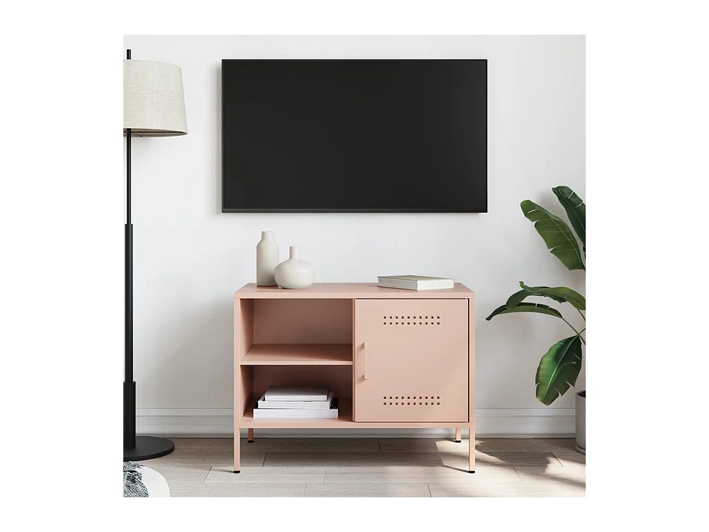 Meuble TV rose 68x39x50,5 cm acier