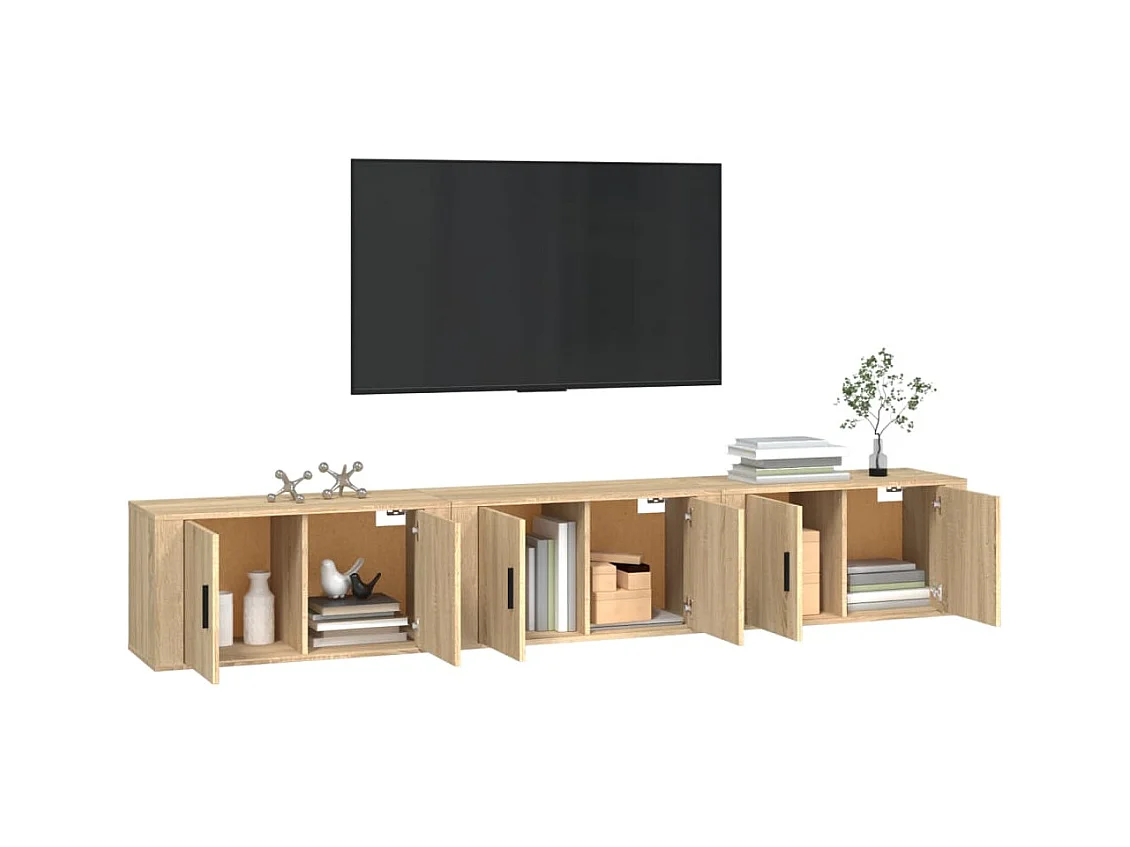 Meubles TV muraux 3 pcs chêne sonoma 80x34,5x40 cm