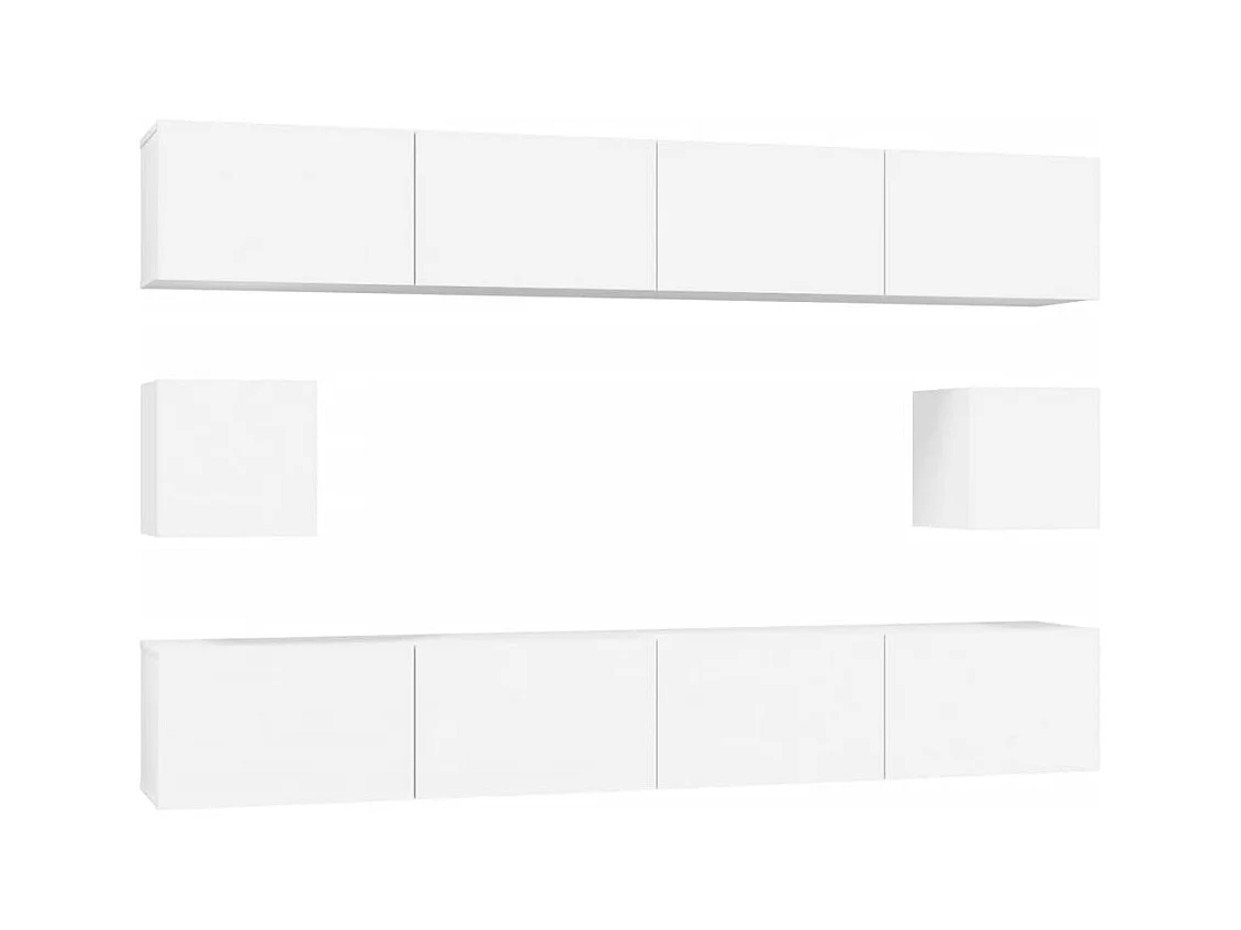 Conjunto de soporte para TV de 6 piezas, blanco, madera de ingeniería