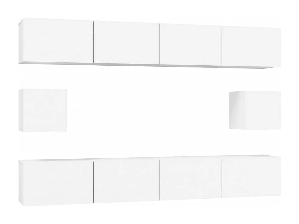 Set porta TV da 6 pezzi, bianco, legno ingegnerizzato