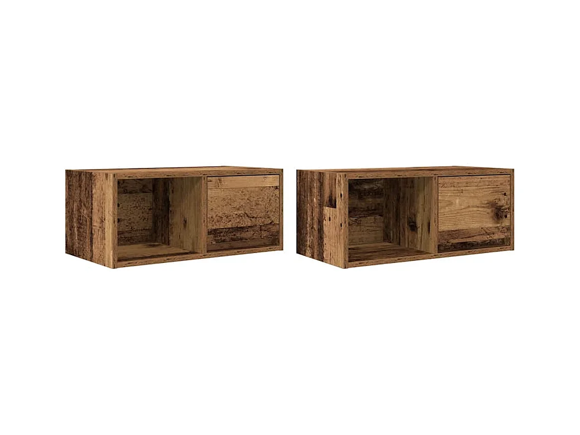 Meubles TV 2 pcs vieux bois 60x31x25,5 cm bois d'ingénierie