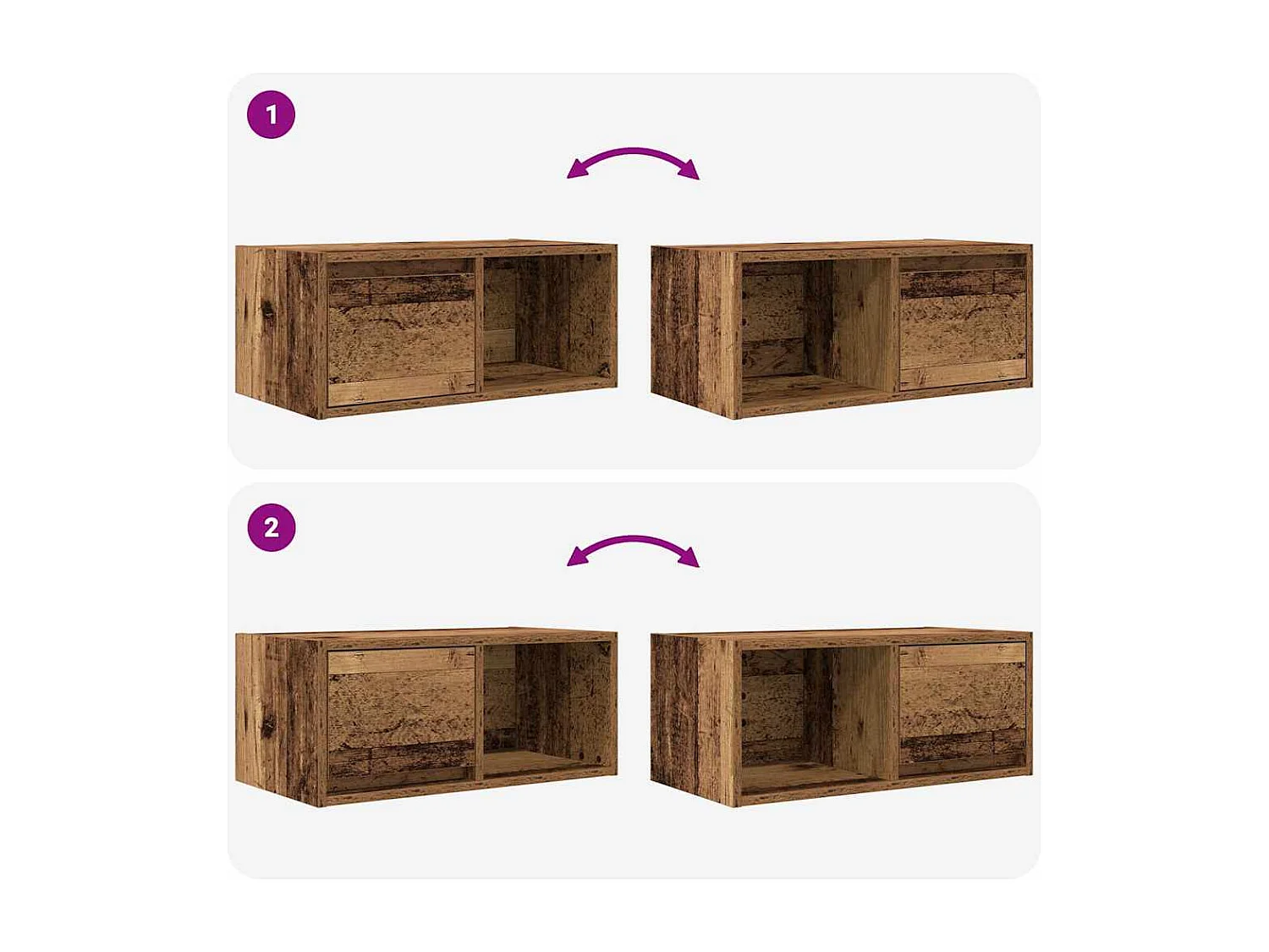 Meubles TV 2 pcs vieux bois 60x31x25,5 cm bois d'ingénierie