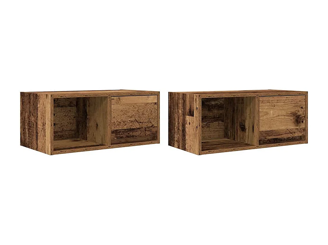 Mobile TV 2 pezzi in legno vecchio 60x31x25,5 cm in legno ingegnerizzato