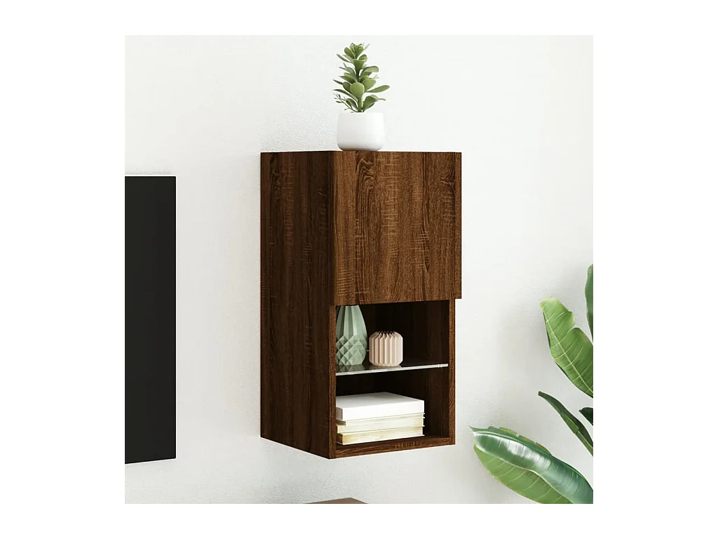 Meuble TV avec lumières LED chêne marron 30,5x30x60 cm