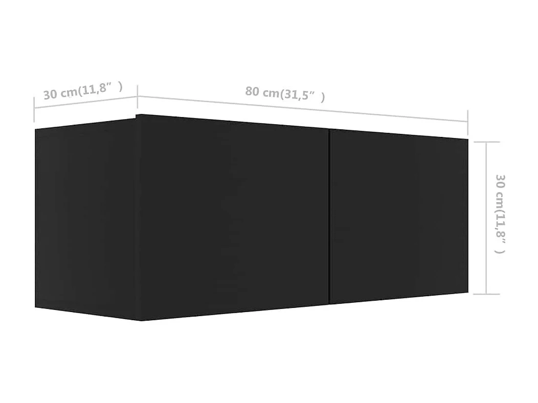 Set di mobili TV da 3 pezzi, nero, legno ingegnerizzato