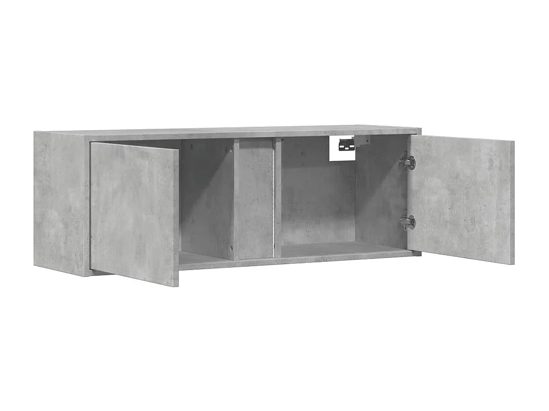 Mobile porta TV a parete con luci LED, grigio cemento, 100x31x35 cm