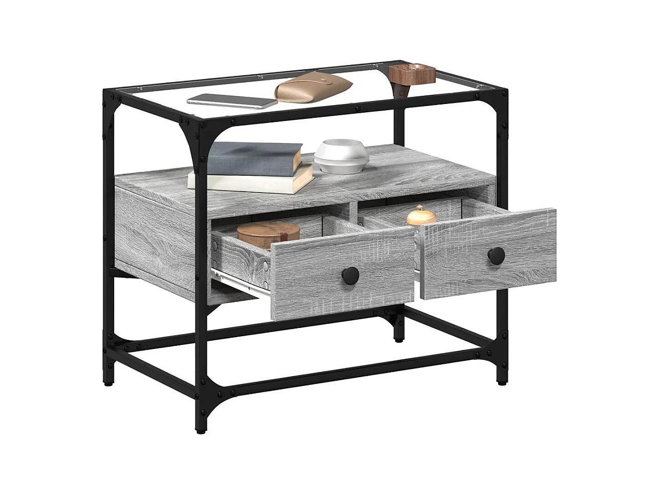 Sonoma Gray Engineered Wood glazen tv-standaard