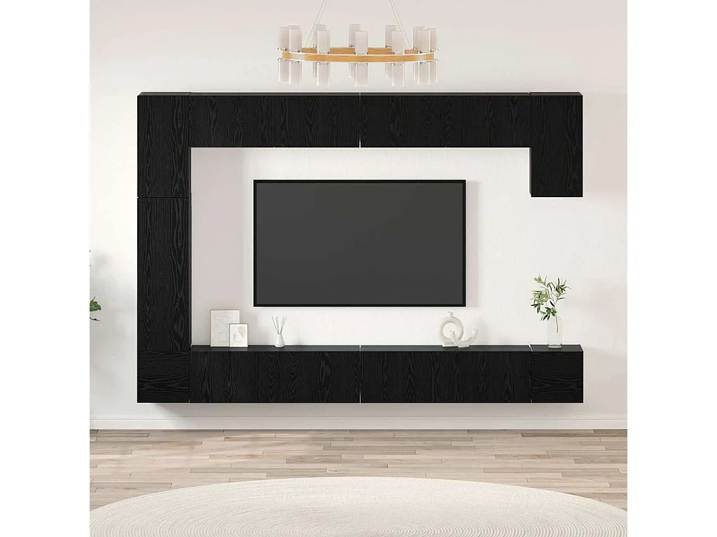 9-delige tv-meubelset Zwart eiken 100 x 30 x 30,5 cm