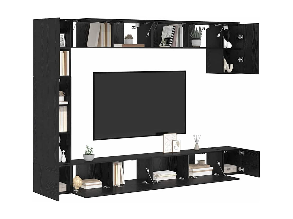 9-delige tv-meubelset Zwart eiken 100 x 30 x 30,5 cm