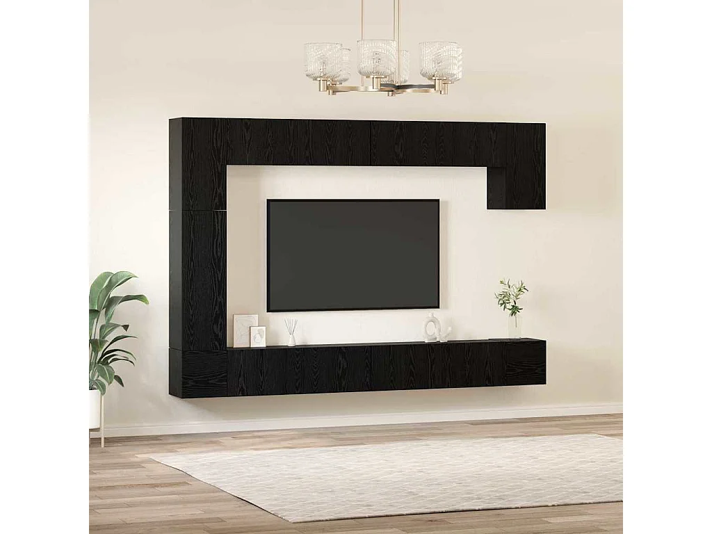 9-delige tv-meubelset Zwart eiken 100 x 30 x 30,5 cm