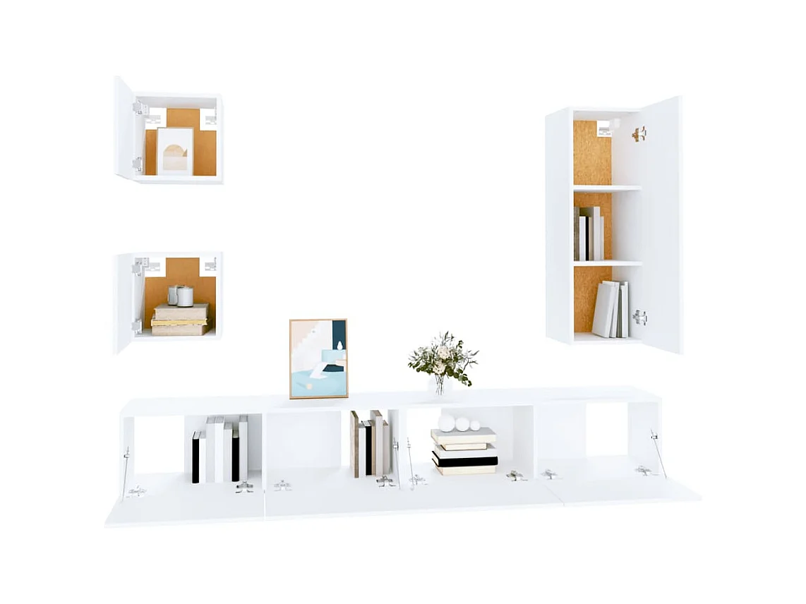 5-delige tv-meubelset Wit Engineered Wood