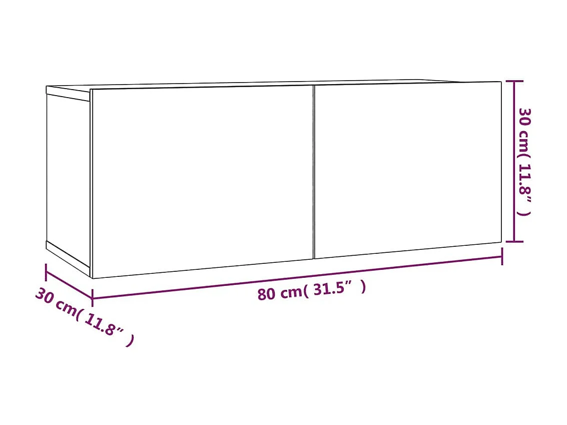 Set di mobili TV da 2 pezzi in rovere affumicato, legno ingegnerizzato