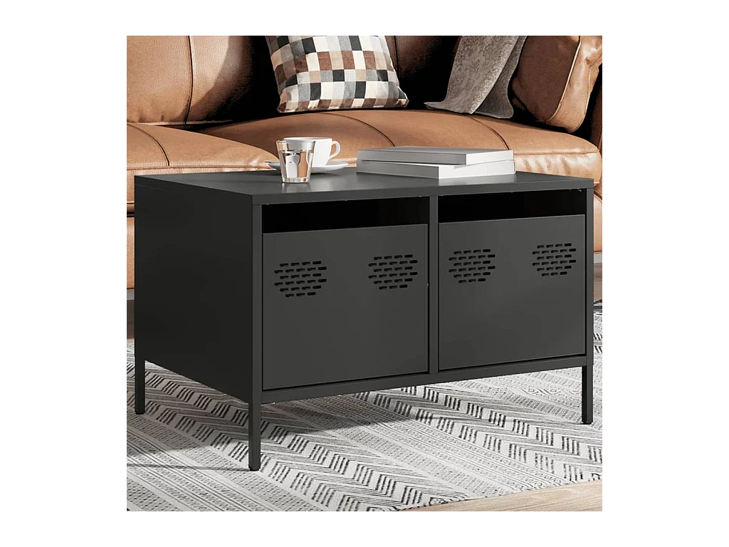 Meuble TV noir 68x50x43,5 cm acier laminé à froid